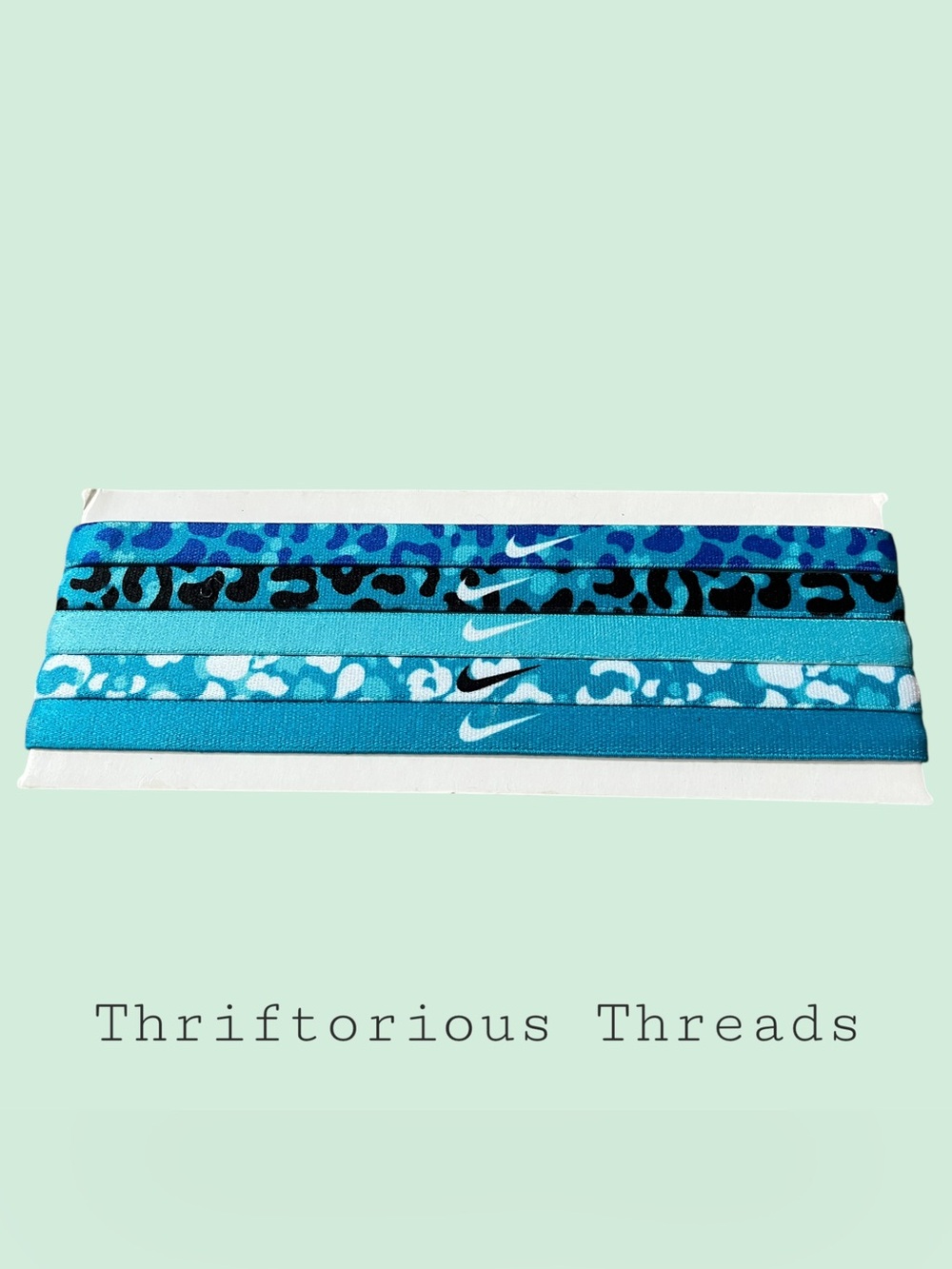 Nike Blue Leopard & Teal Athletic Headbands (Set of 5)